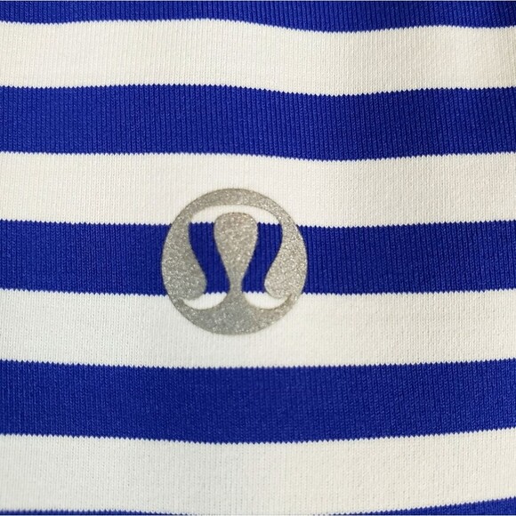 LULULEMON Run Stay On Course Blue and White Striped Tank Top Size 6 - Picture 4 of 6